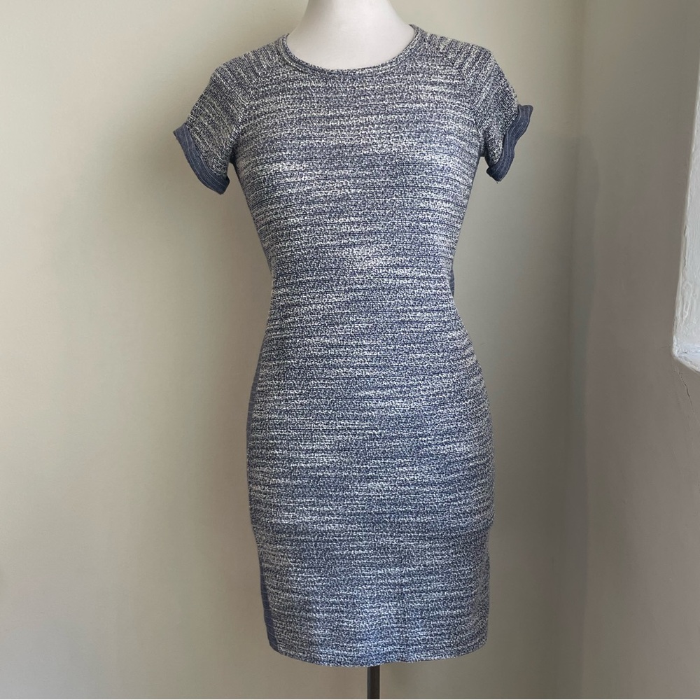 Marine Layer Tweed Panel Blue Mini Dress Medium